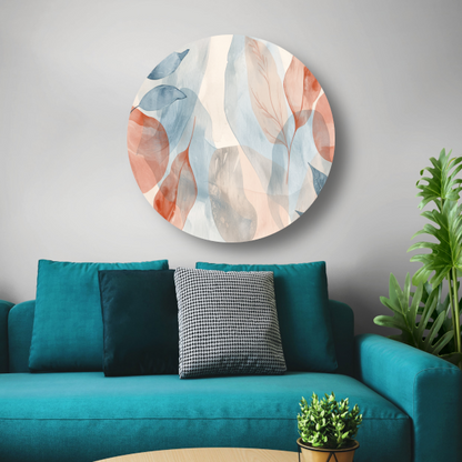 Zachte Abstracte Waterverf met Bladeren forex muurcirkel