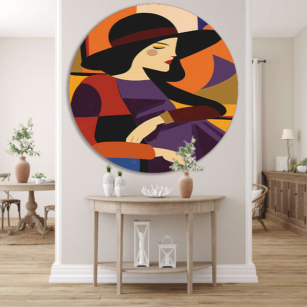 Portret van vrouw in geometrische stijl   forex muurcirkel