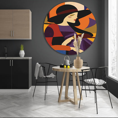Portret van vrouw in geometrische stijl   forex muurcirkel