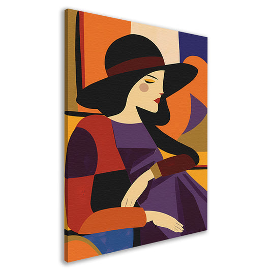 Portret van vrouw in geometrische stijl   canvas