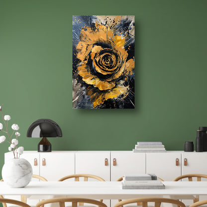 Dynamische abstracte roos in goud en zwart poster