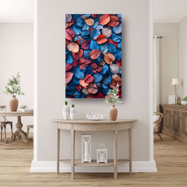 Kleurrijk bladerenregen op Abstract achtergrond canvas met baklijst