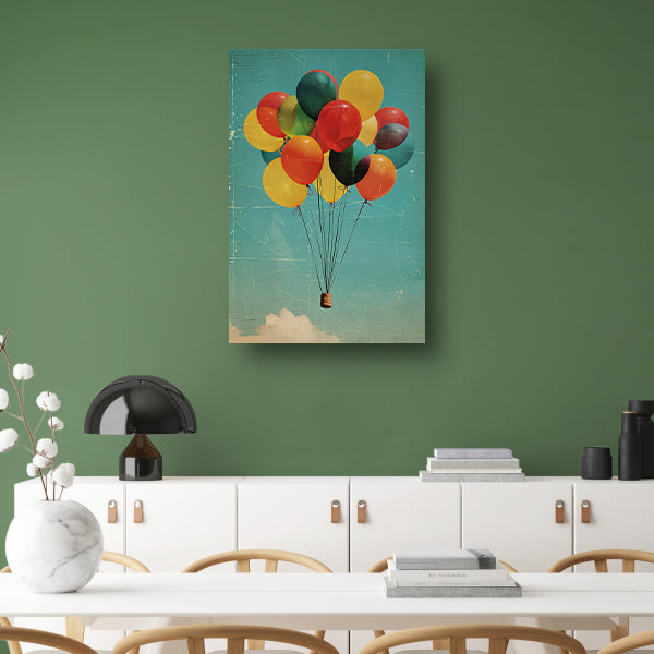 Kleurrijke ballonnen zweven door de lucht acrylglas