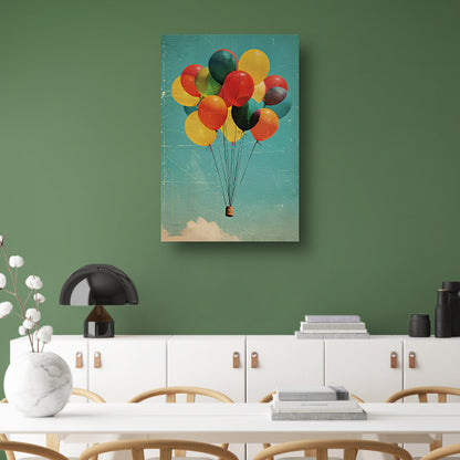 Kleurrijke ballonnen zweven door de lucht acrylglas