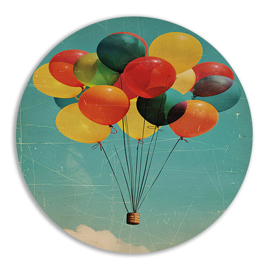 Kleurrijke ballonnen zweven door de lucht forex muurcirkel