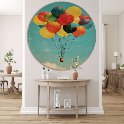 Kleurrijke ballonnen zweven door de lucht forex muurcirkel
