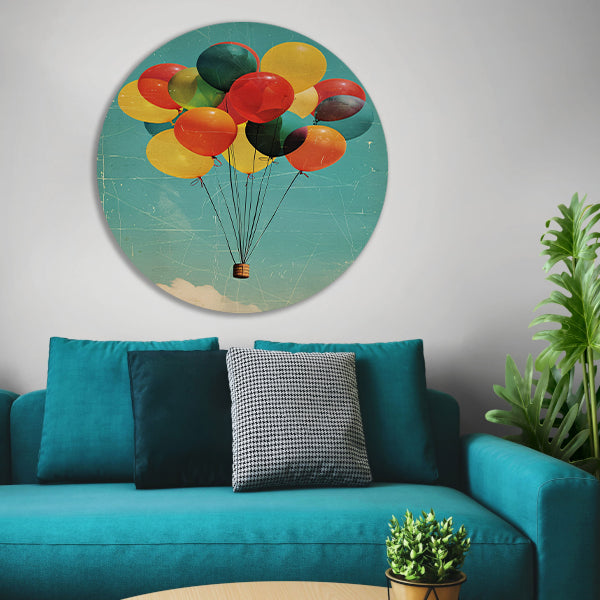Kleurrijke ballonnen zweven door de lucht forex muurcirkel