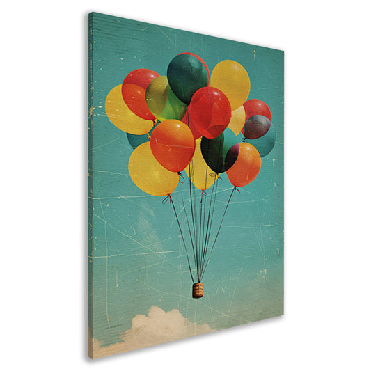 Kleurrijke ballonnen zweven door de lucht canvas