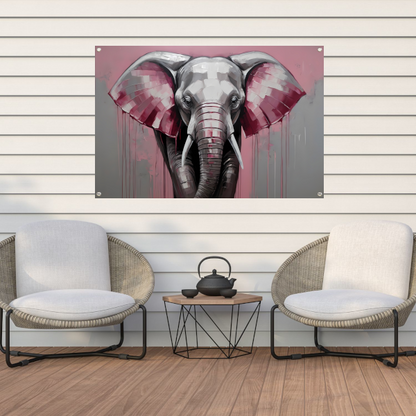 De Roze Accenten van een Majestueuze Olifant tuinposter