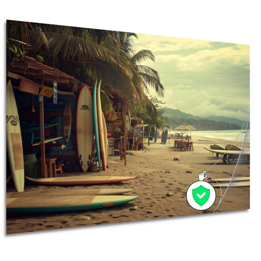 Surfshop rust aan het strand poster