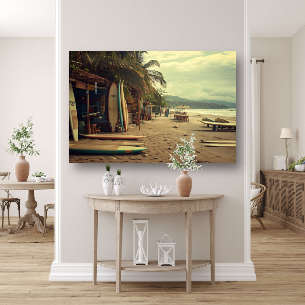 Surfshop rust aan het strand poster