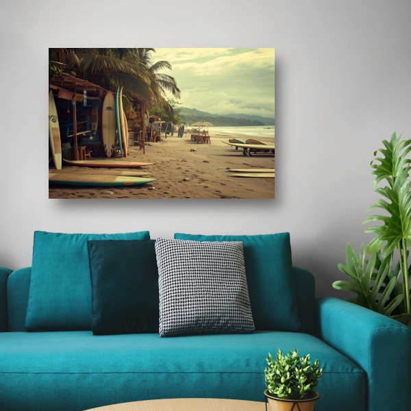 Surfshop rust aan het strand poster