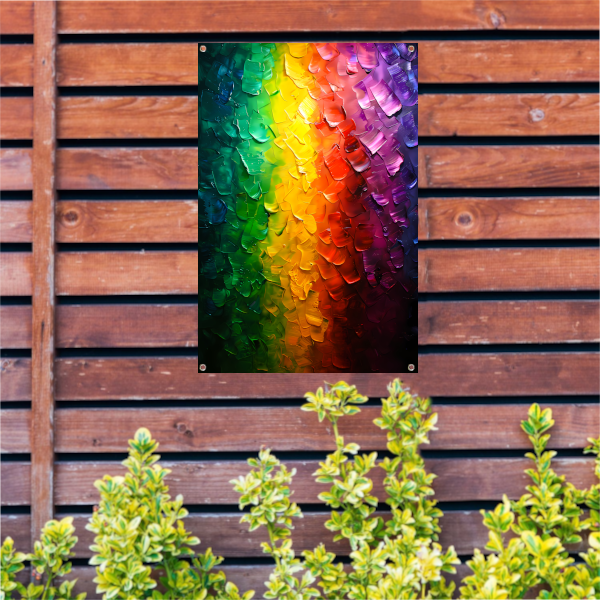 Kleurrijke abstracte textuur met regenboogpalet tuinposter