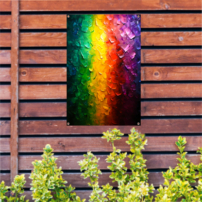 Kleurrijke abstracte textuur met regenboogpalet tuinposter