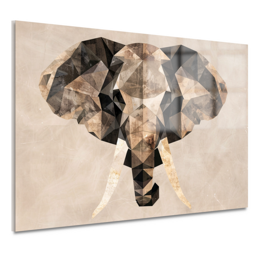 Abstracte Olifant in Geometrische Sepiatonen acrylglas