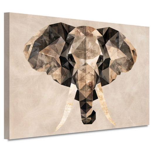 Abstracte Olifant in Geometrische Sepiatonen canvas