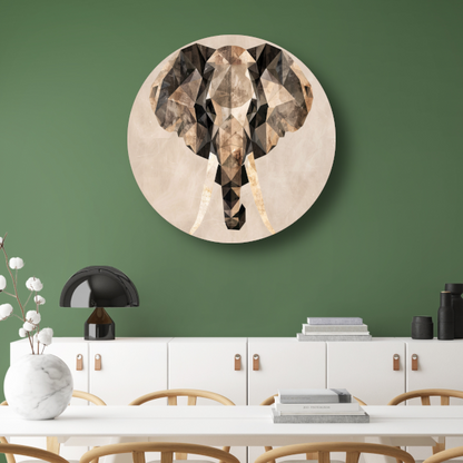 Abstracte Olifant in Geometrische Sepiatonen forex muurcirkel