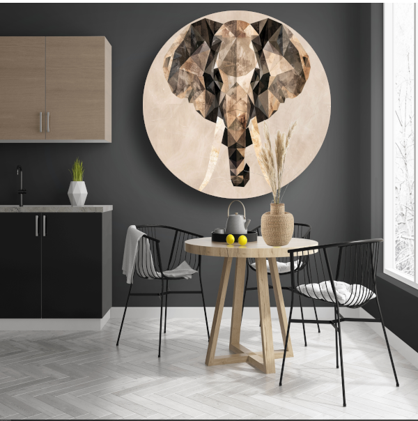 Abstracte Olifant in Geometrische Sepiatonen forex muurcirkel