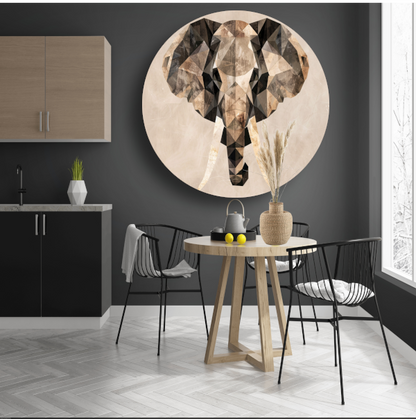 Abstracte Olifant in Geometrische Sepiatonen forex muurcirkel