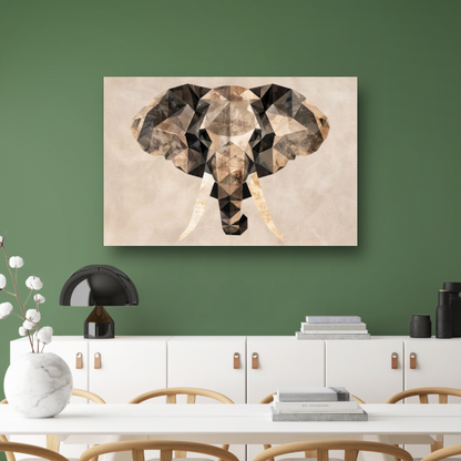 Abstracte Olifant in Geometrische Sepiatonen canvas