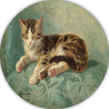 Katten dutje - Henriëtte Ronner-Knip aluminium muurcirkel