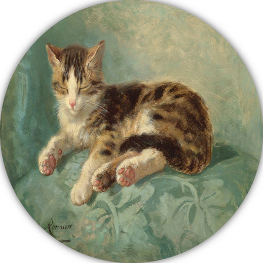 Katten dutje - Henriëtte Ronner-Knip aluminium muurcirkel