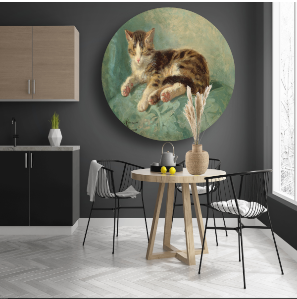 Katten dutje - Henriëtte Ronner-Knip aluminium muurcirkel