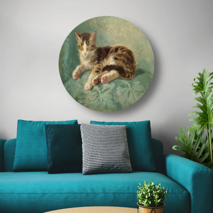 Katten dutje - Henriëtte Ronner-Knip aluminium muurcirkel