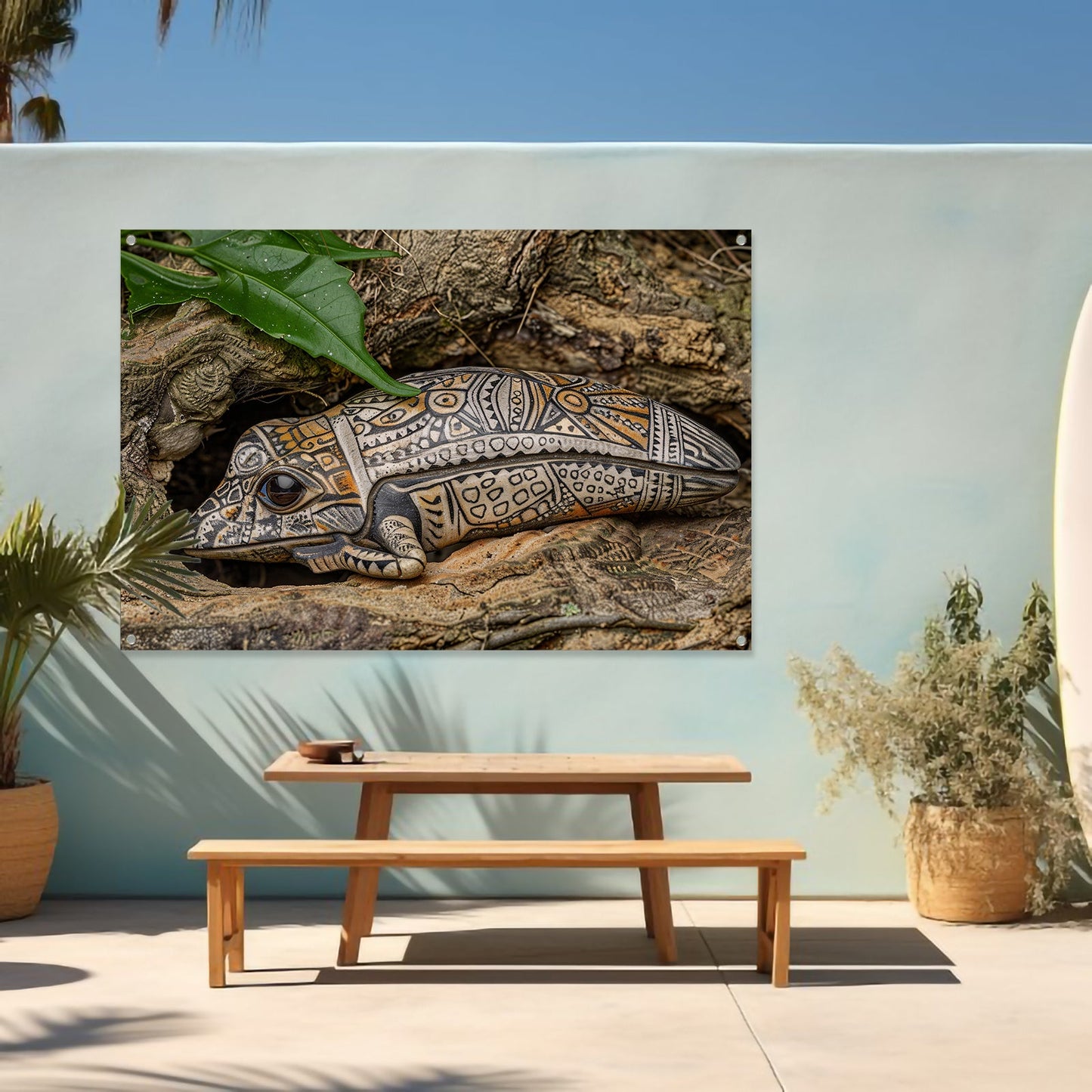Kameleon op boomtak tuinposter