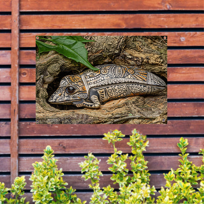 Kameleon op boomtak tuinposter