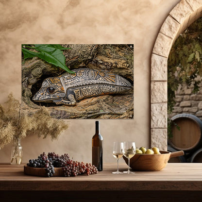 Kameleon op boomtak tuinposter