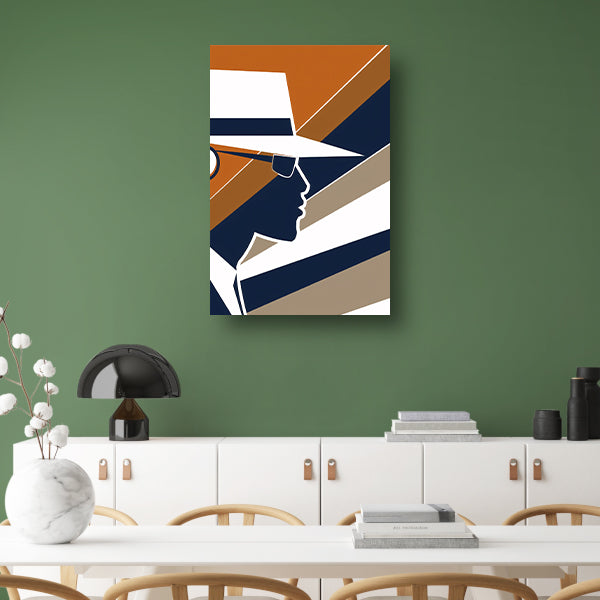 Art Deco Silhouet van Man met Hoed poster
