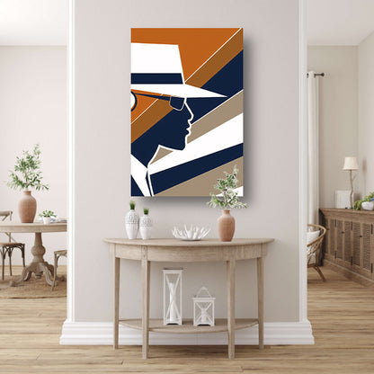 Art Deco Silhouet van Man met Hoed poster