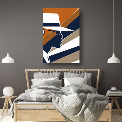 Art Deco Silhouet van Man met Hoed canvas
