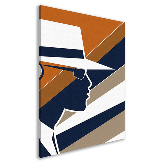 Art Deco Silhouet van Man met Hoed canvas