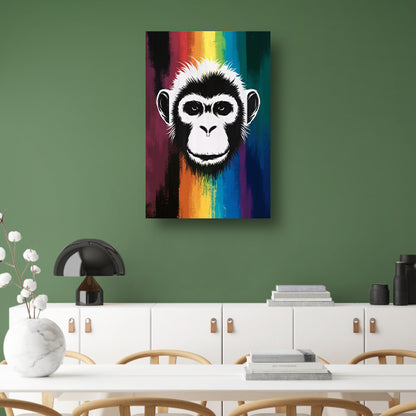 Abstracte aap met regenboog achtergrond poster