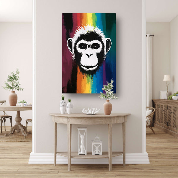 Abstracte aap met regenboog achtergrond poster