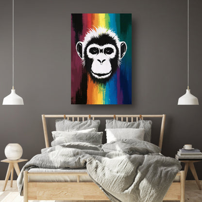 Abstracte aap met regenboog achtergrond poster