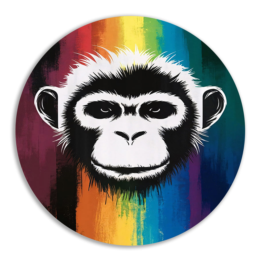 Abstracte aap met regenboog achtergrond forex muurcirkel