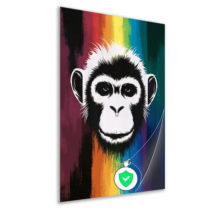 Abstracte aap met regenboog achtergrond poster