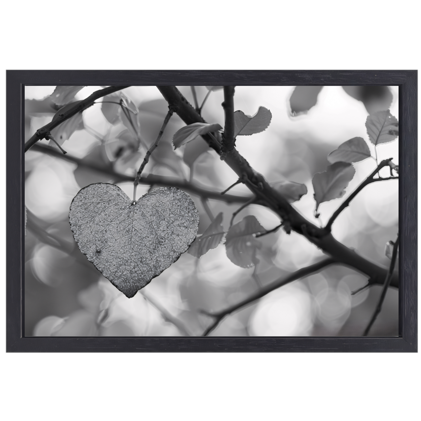 Hart van natuur in monochrome tinten canvas met baklijst
