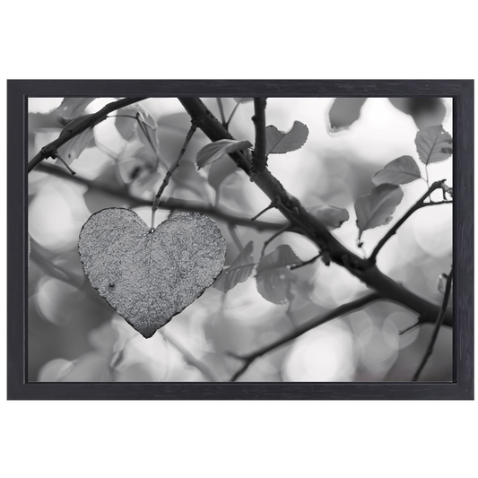 Hart van natuur in monochrome tinten canvas met baklijst