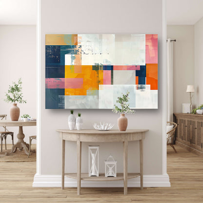 Abstract geometrisch schilderij met felle kleuren acrylglas