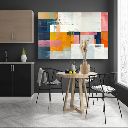 Abstract geometrisch schilderij met felle kleuren acrylglas