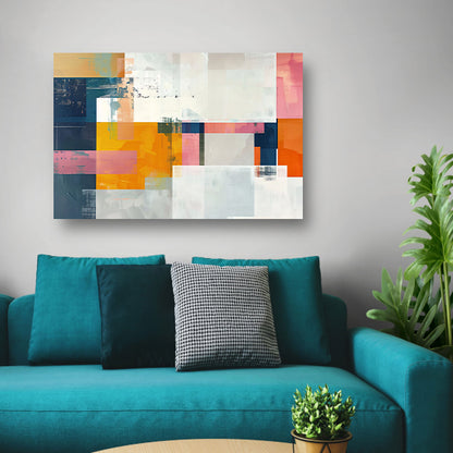 Abstract geometrisch schilderij met felle kleuren acrylglas