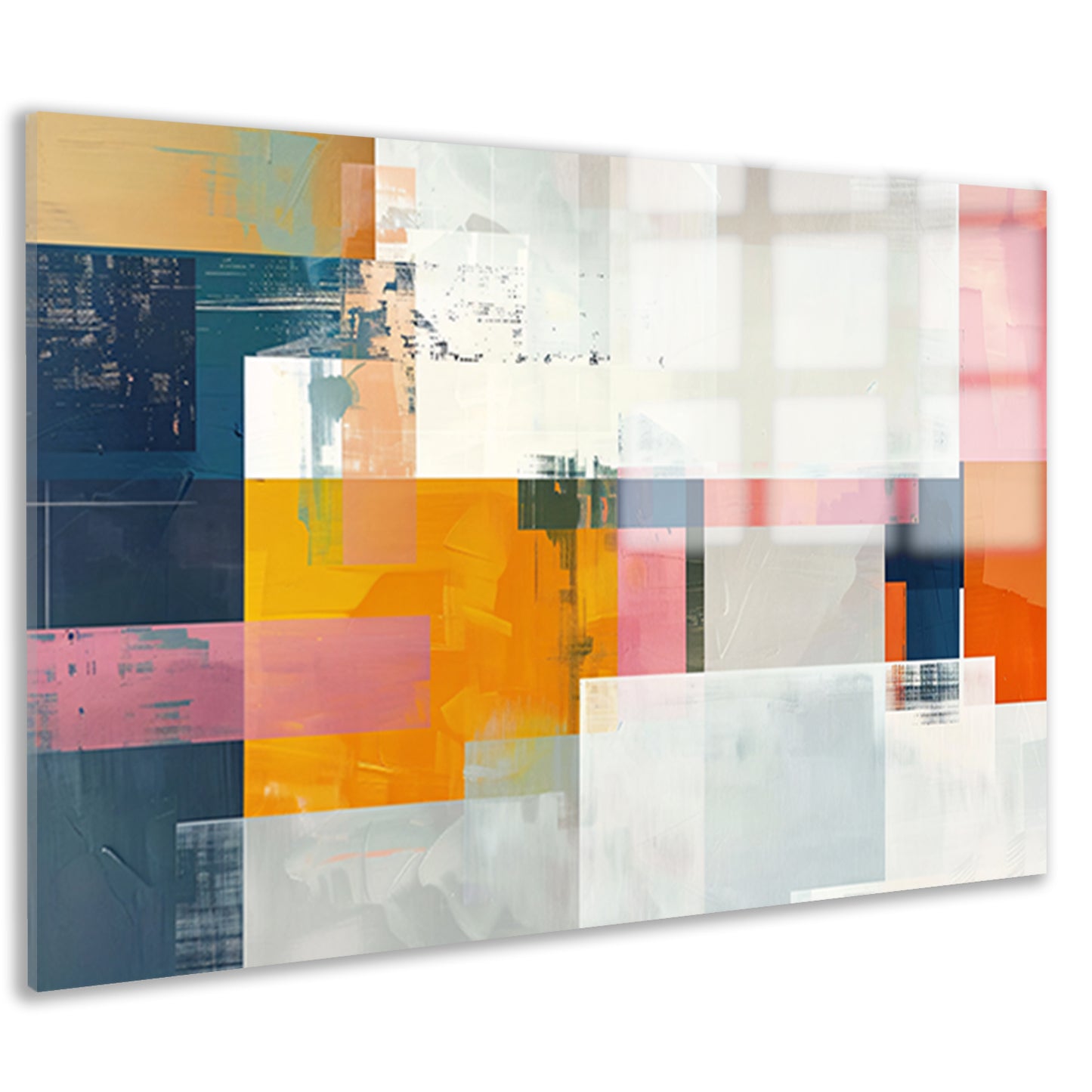 Abstract geometrisch schilderij met felle kleuren acrylglas