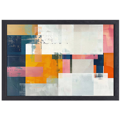 Abstract geometrisch schilderij met felle kleuren canvas met baklijst