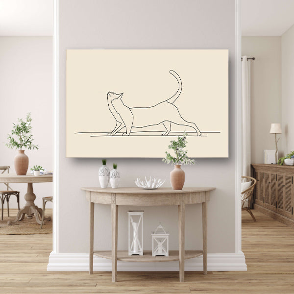 Sierlijke kat in minimalistische lijntekening acrylglas