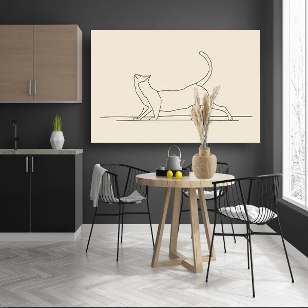 Sierlijke kat in minimalistische lijntekening acrylglas