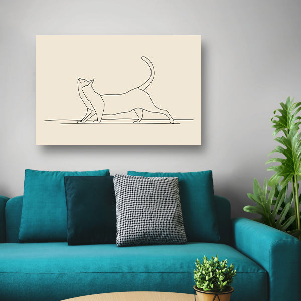 Sierlijke kat in minimalistische lijntekening acrylglas